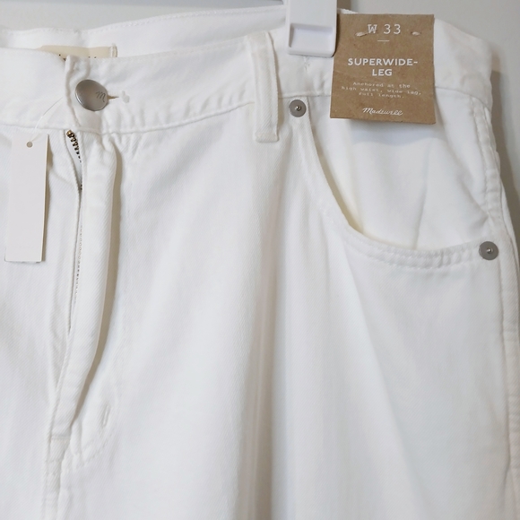 NWT Madewell Women's High-Waist Super Wide-Leg Flare Jeans White Size 33 - Picture 3 of 7